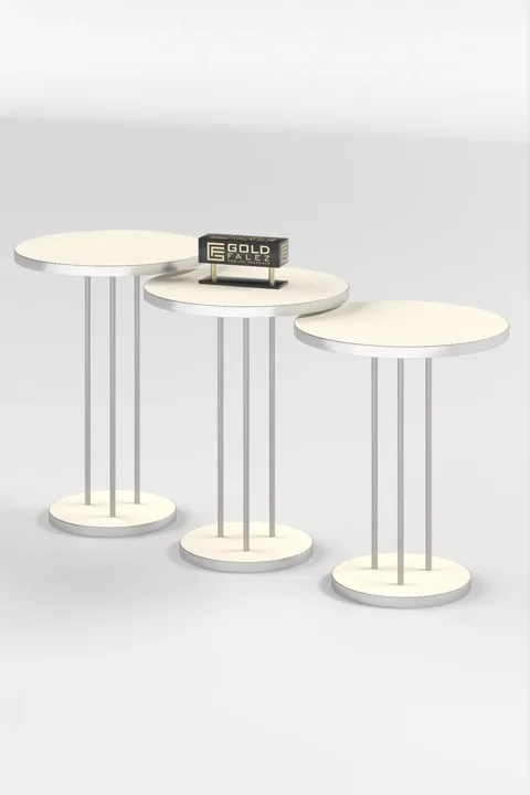 Terra Gold Round Coffee & Nesting Table Set - Silver Cream