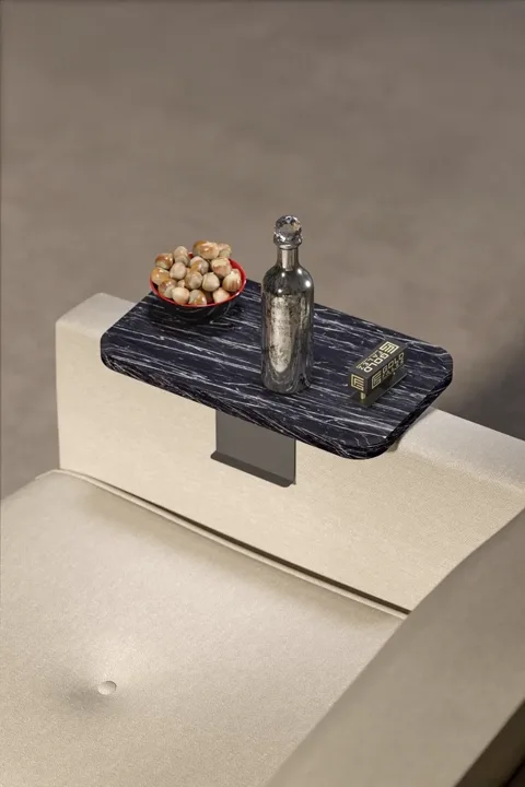 Rectangular Adjustable Tray Side Table - Black Marble Effect