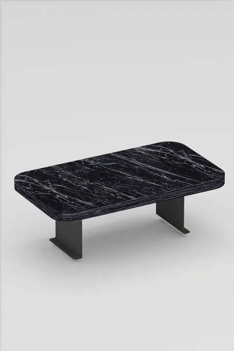 Rectangular Adjustable Tray Side Table - Black Marble Effect