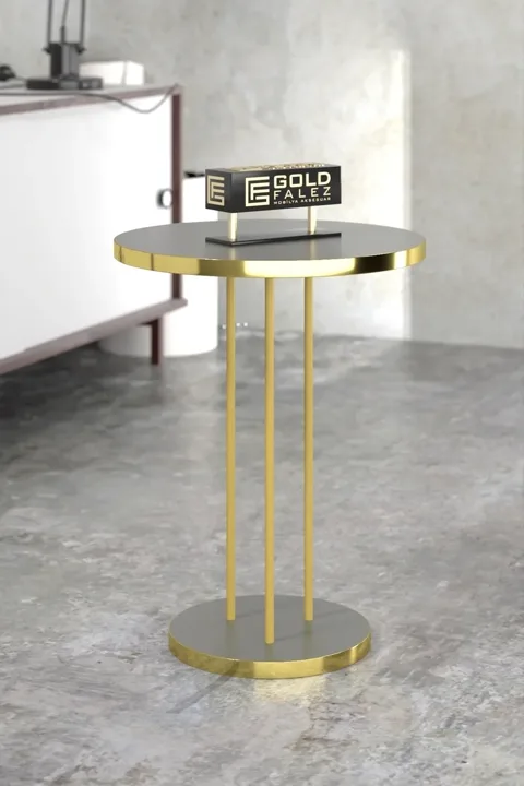 Terra Gold Round Coffee & Nesting Table Set - Gold Anthracite Walnut