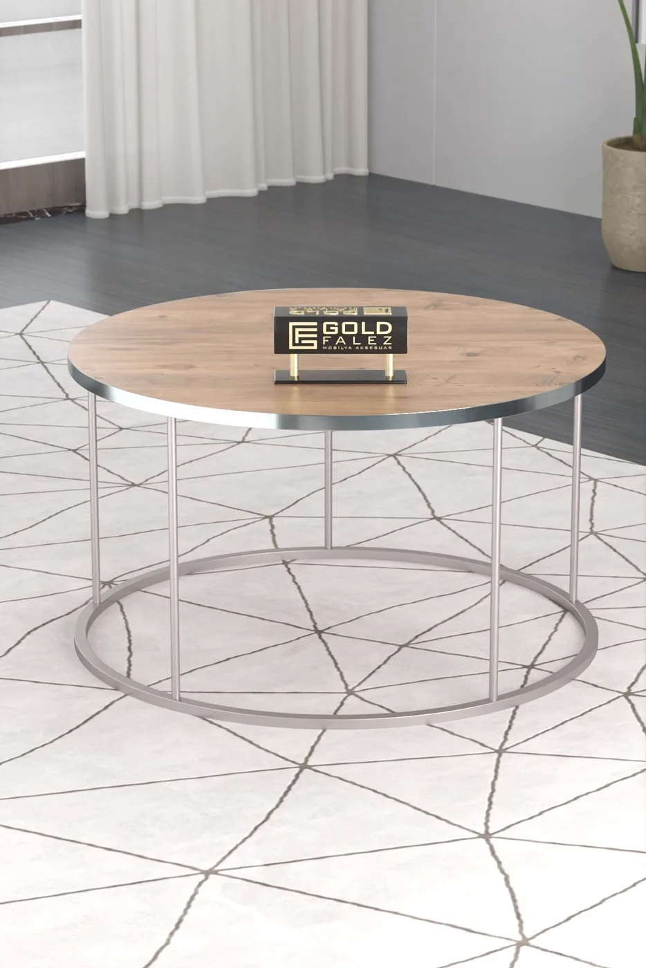 Terra Gold Round Coffee & Nesting Table Set - Silver Walnut Anthracite