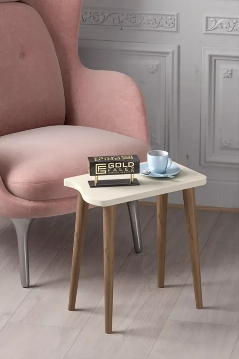 Turned Leg 4-Piece Square Nesting Table Set - Cream