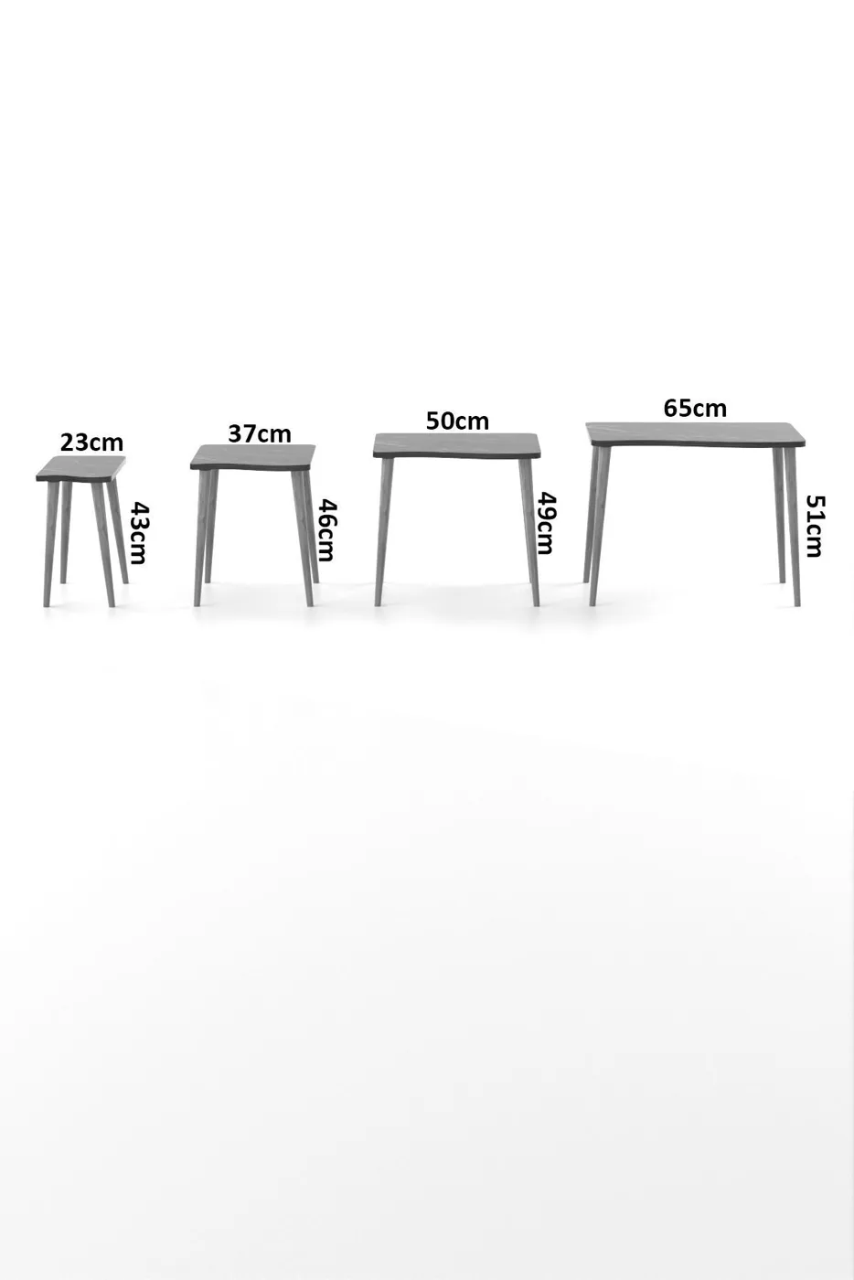 Turned Leg 4-Piece Square Nesting Table Set - Cream