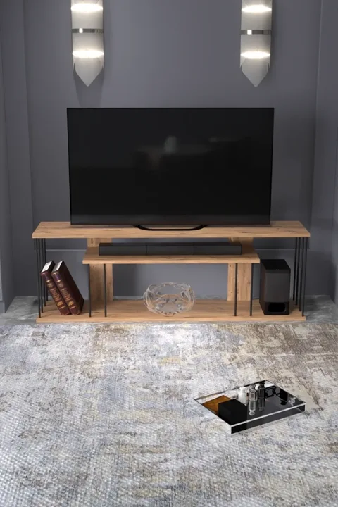 TV Stand with Shelves - Atlantic Pine