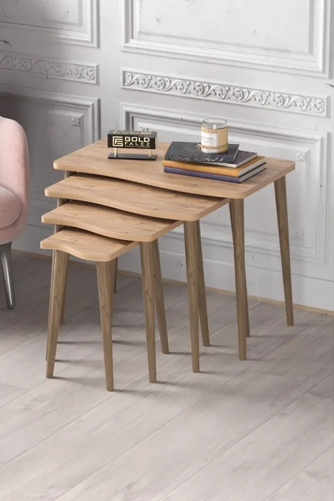 Turned Leg 4-Piece Square Nesting Table Set - Atlantic Pine