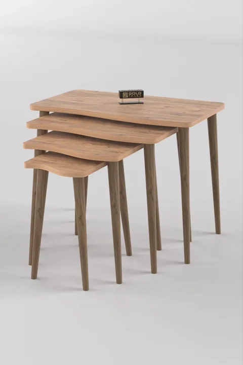 Turned Leg 4-Piece Square Nesting Table Set - Atlantic Pine
