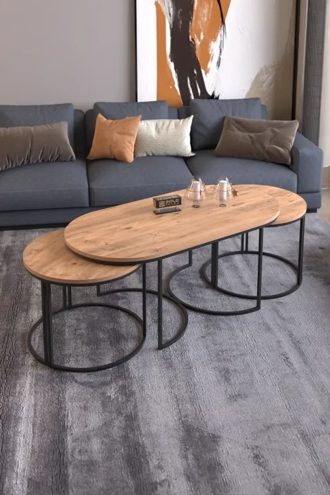 Dolunay Coffee & Side Table Set - Atlantic Pine