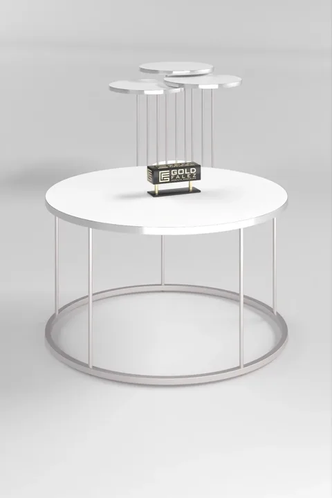 Terra Gold Round Coffee & Nesting Table Set - Silver White