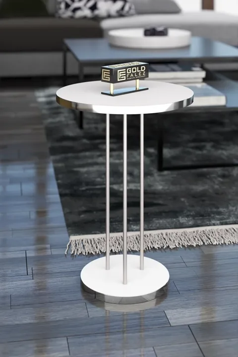 Terra Gold Round Coffee & Nesting Table Set - Silver White