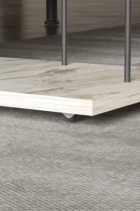 Rectangular Rolling Laptop Side Table - White Marble Effect