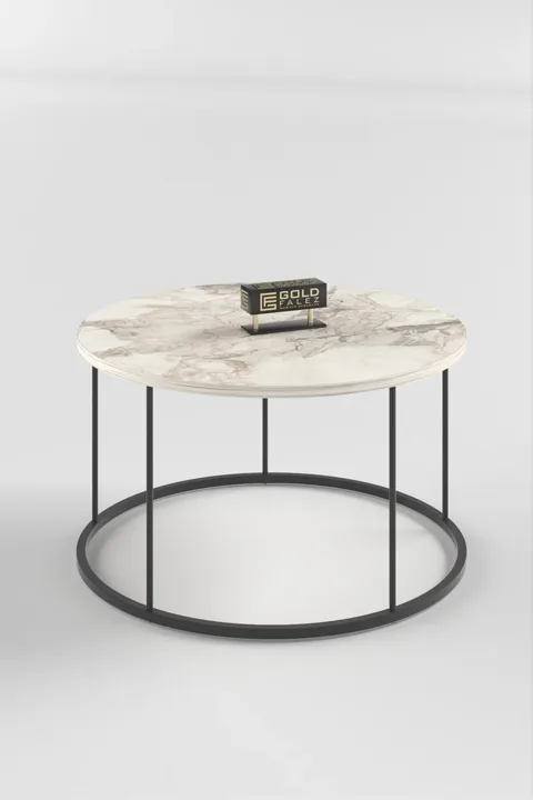 Terra Round Coffee Table Black Metal Legs - Efes