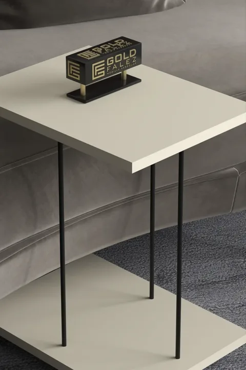Rectangular Rolling Laptop Side Table - Cream