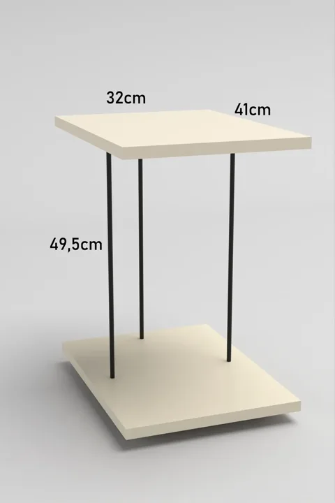 Rectangular Rolling Laptop Side Table - Cream