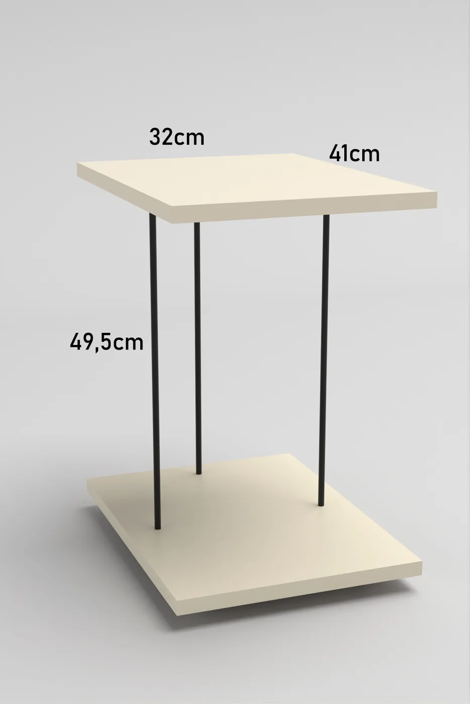 Rectangular Rolling Laptop Side Table - Cream