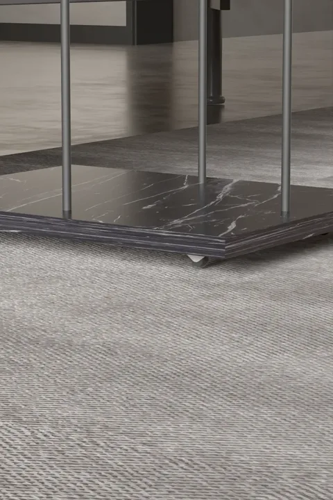 Rectangular Rolling Laptop Side Table - Black Marble Effect
