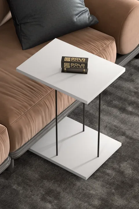 Rectangular Rolling Laptop Side Table - White
