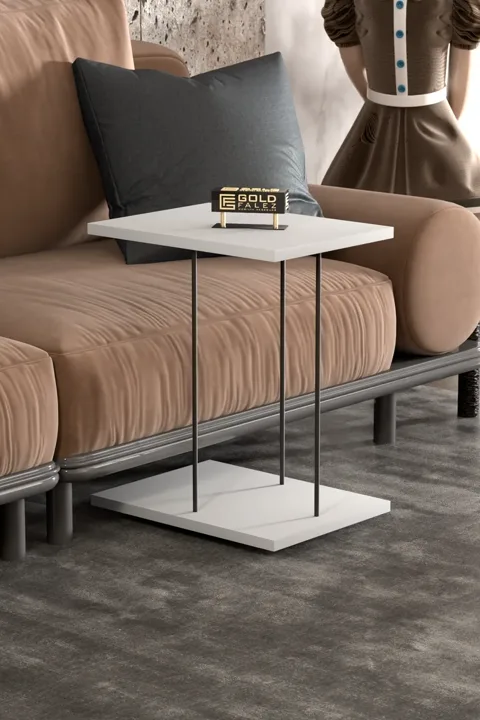 Rectangular Rolling Laptop Side Table - White