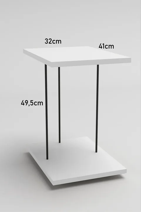 Rectangular Rolling Laptop Side Table - White