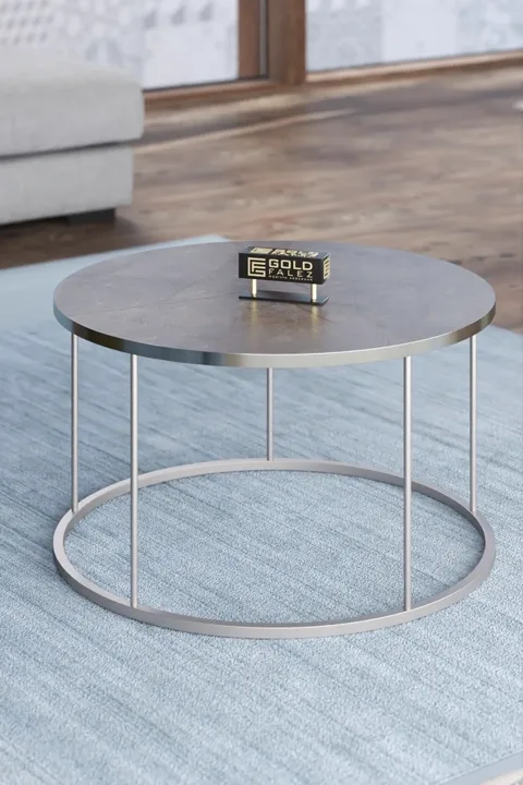 Terra Gold Round Coffee & Nesting Table Set - Silver Gordion