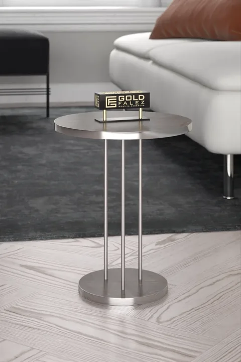 Terra Gold Round Coffee & Nesting Table Set - Silver Gordion