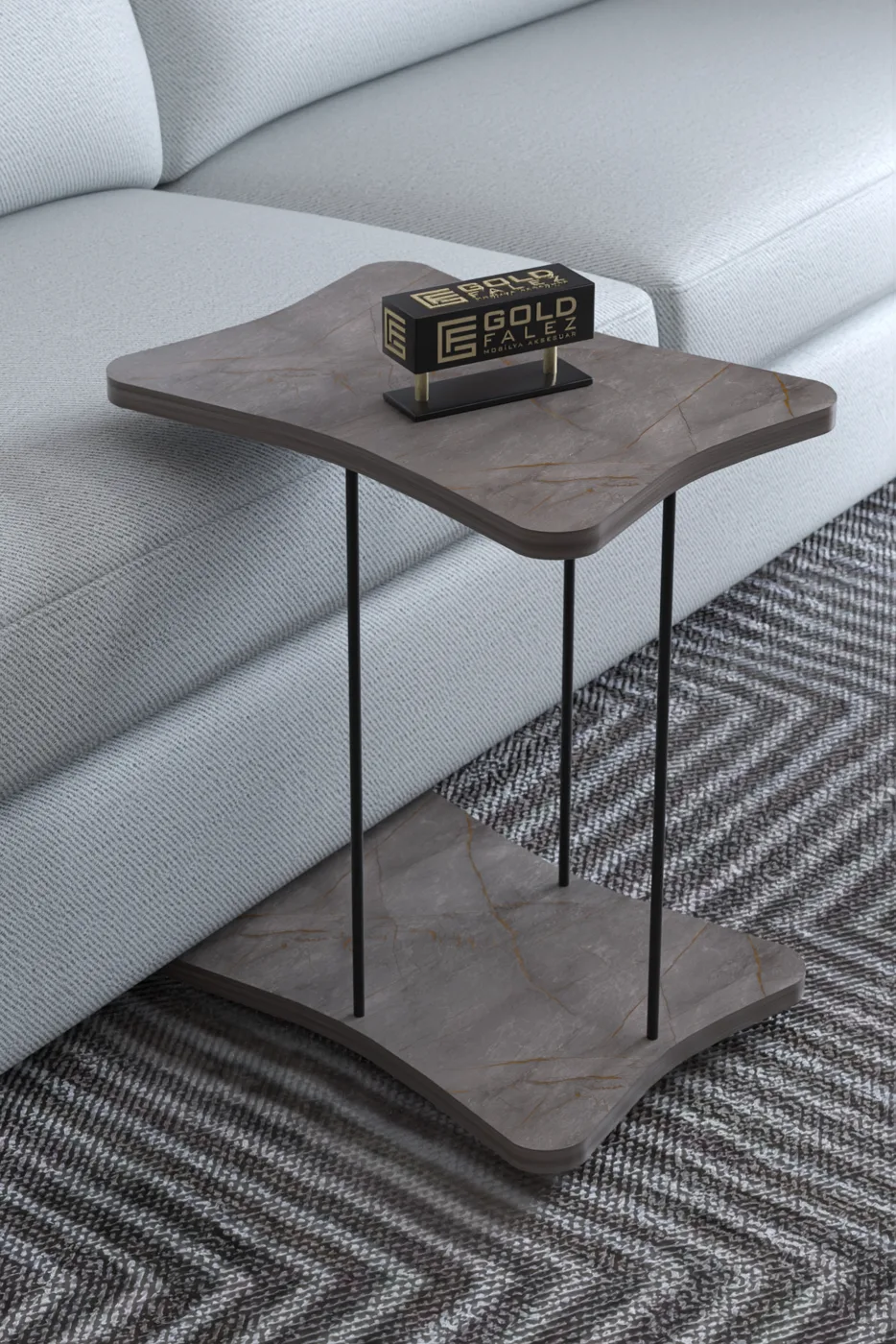 Rectangular Rolling Side Table - Gordion