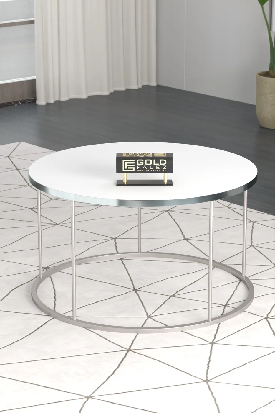 Terra Gold Round Coffee Table - Silver White