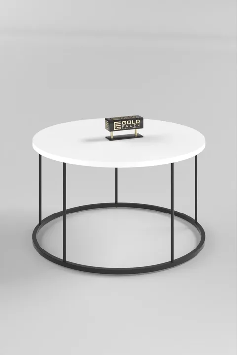 Terra Round Coffee Table Black Metal Legs - White