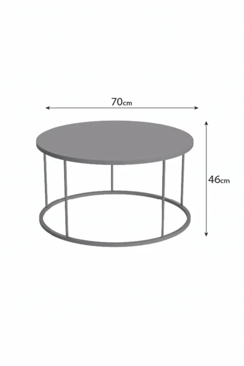 Terra Round Coffee Table Black Metal Legs - Black Marble Effect