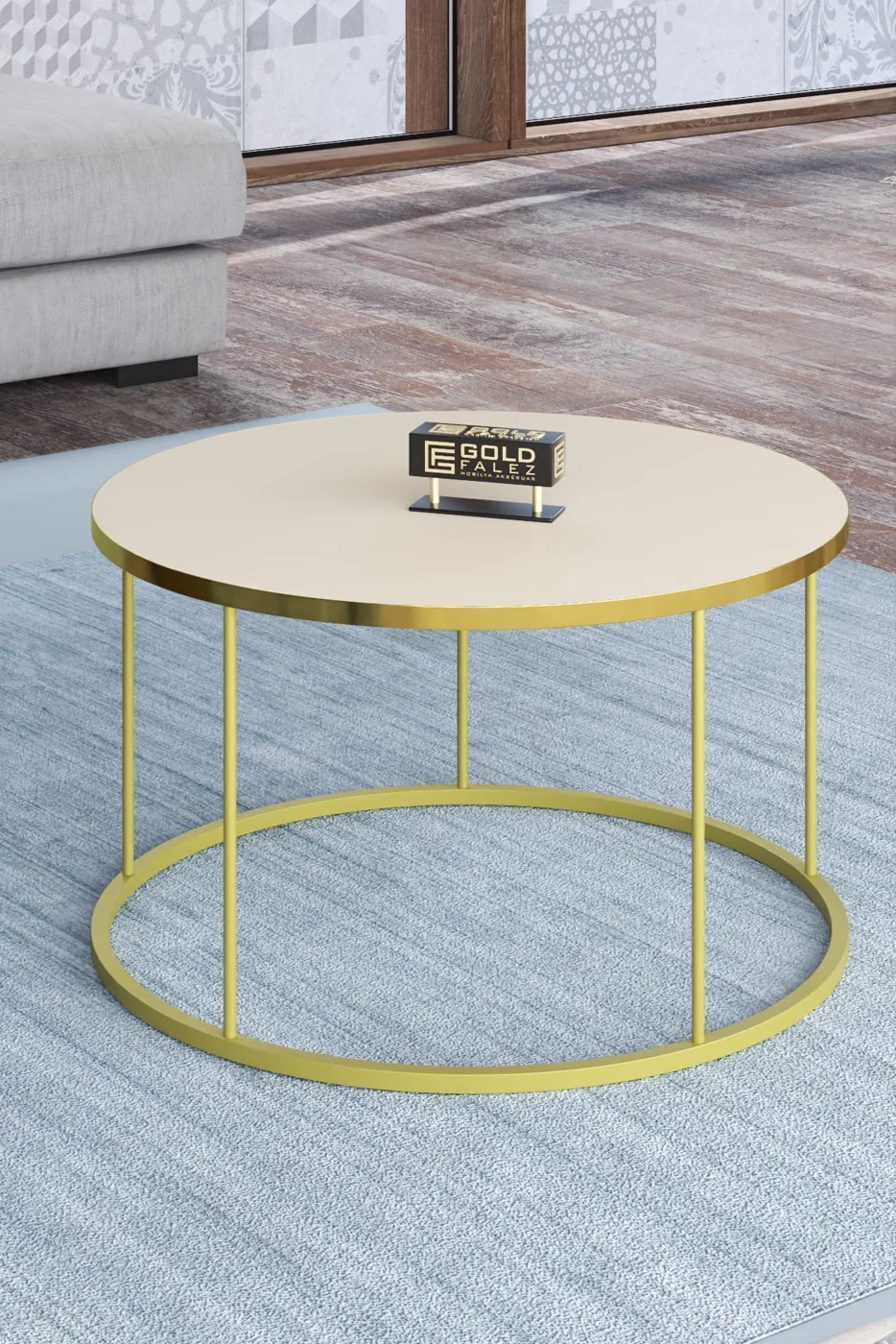 Terra Gold Round Coffee Table - Gold Cream