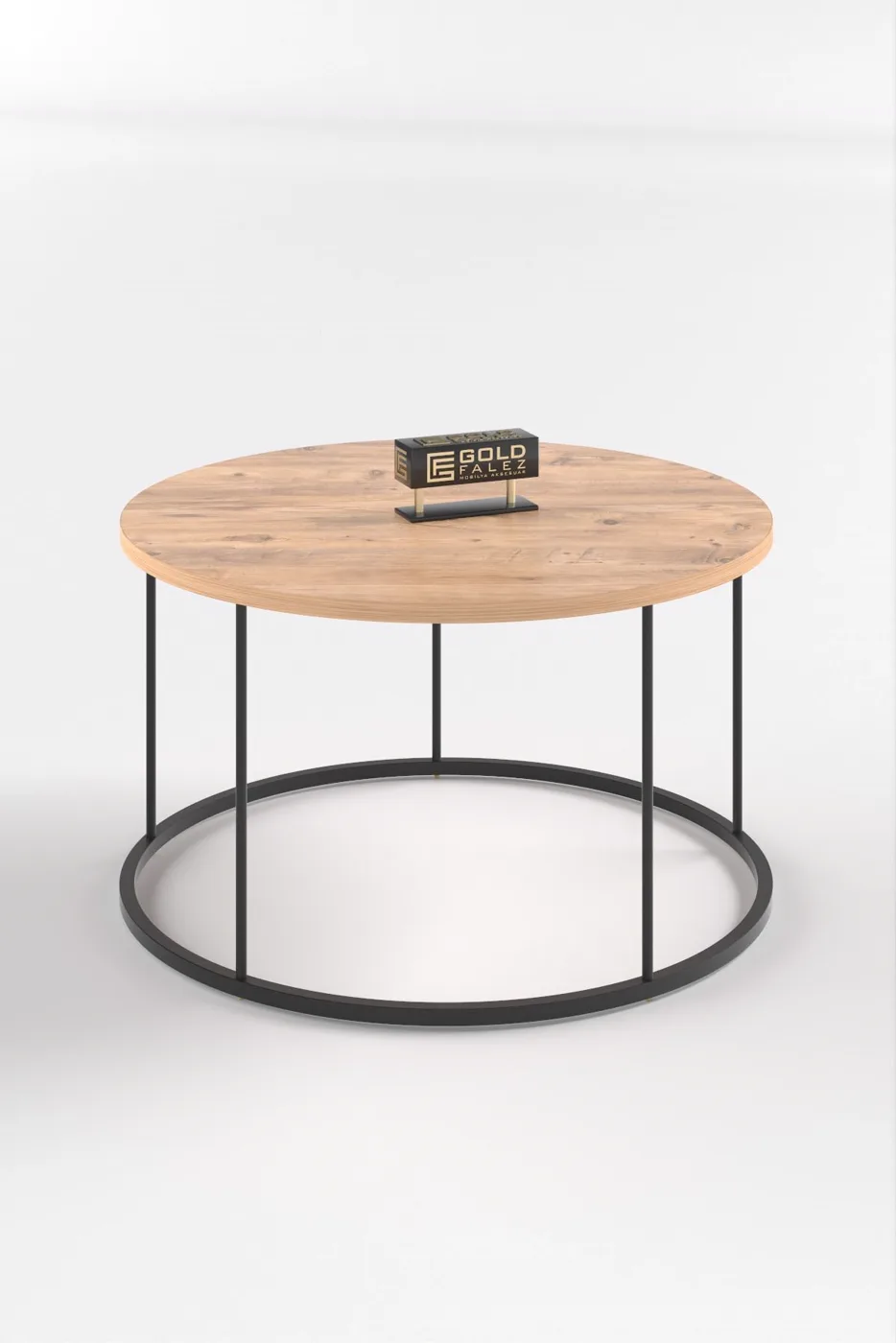 Terra Round Coffee Table Black Metal Legs - Atlantic Pine