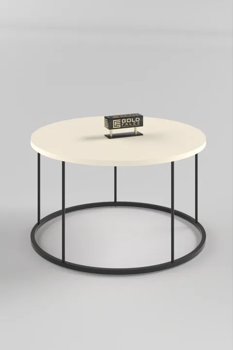 Terra Round Coffee Table Black Metal Legs - Cream