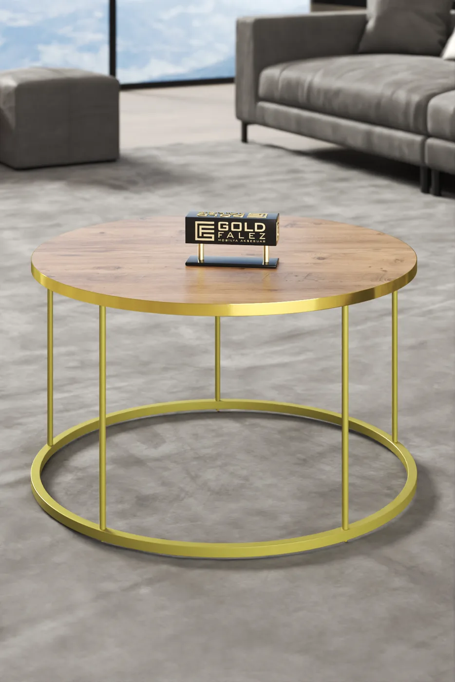 Terra Gold Round Coffee Table - Gold Walnut