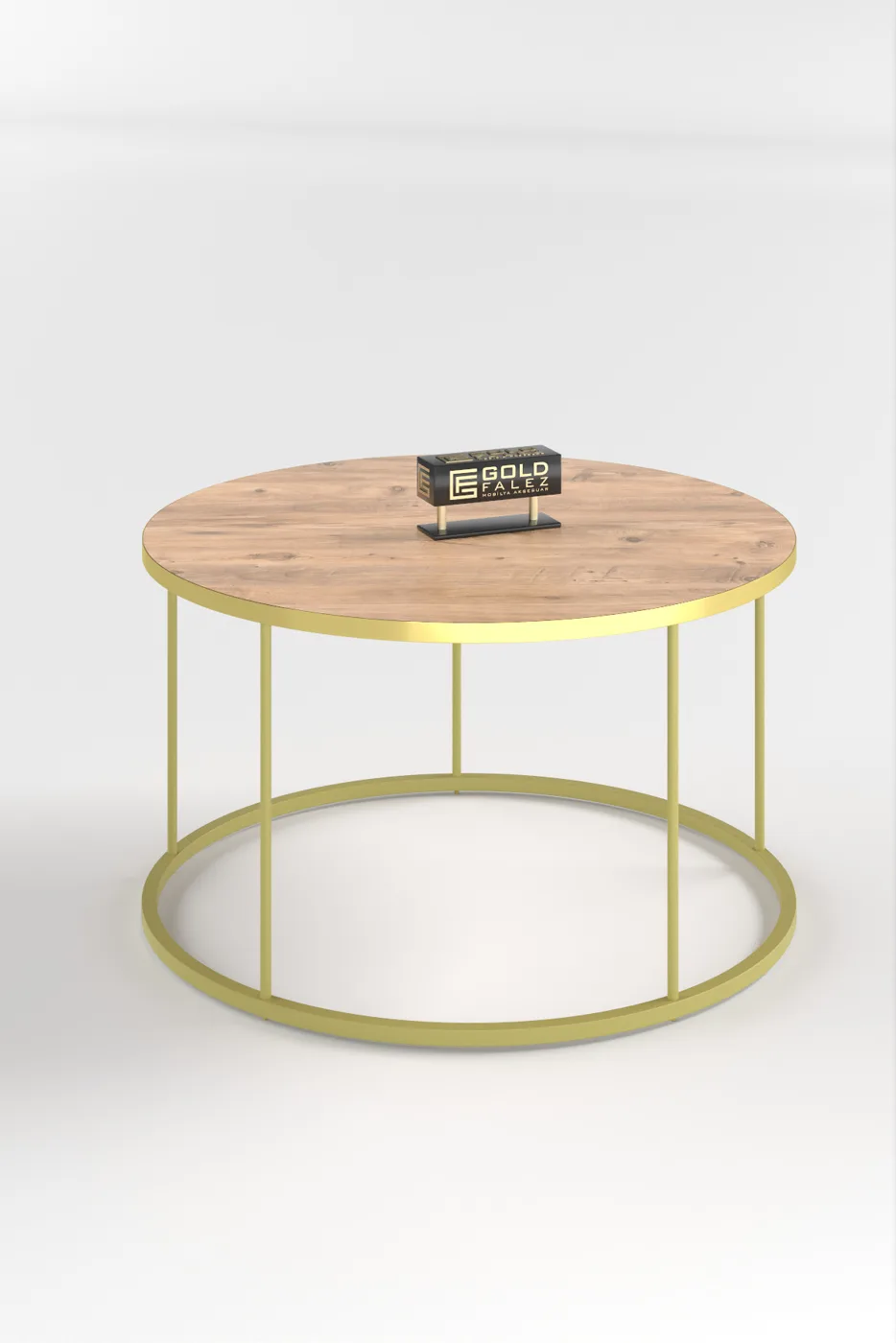 Terra Gold Round Coffee Table - Gold Walnut