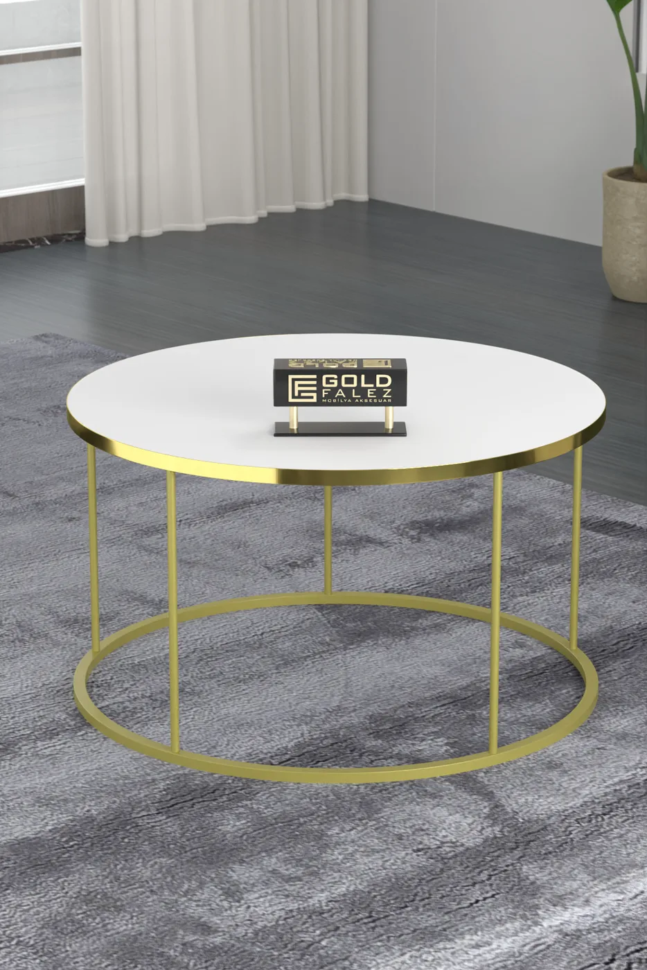 Terra Gold Round Coffee Table - Gold White