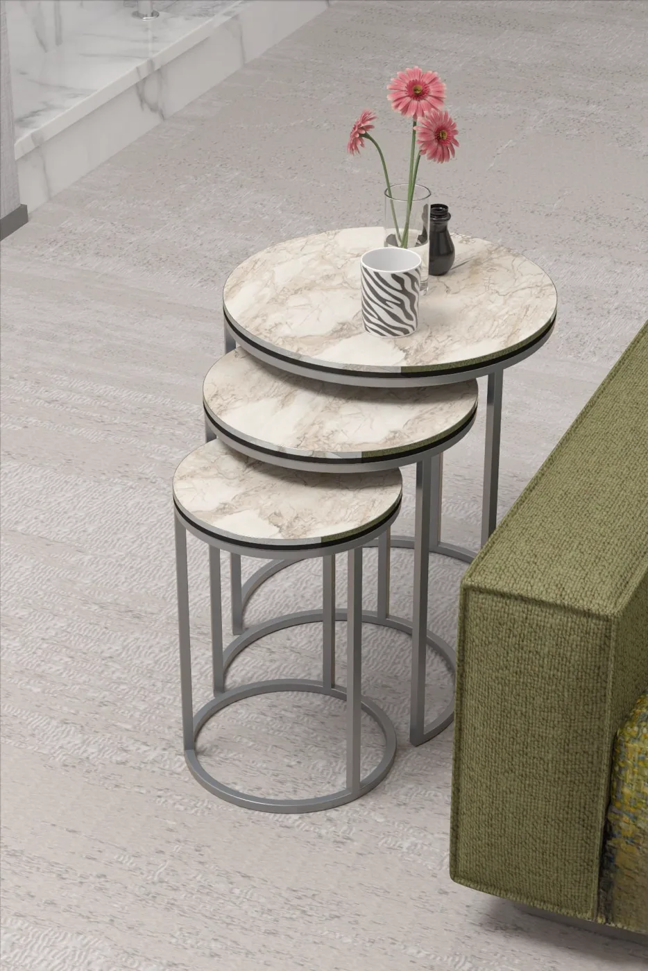 C 3-teiliges rundes Satztisch-Set - Zweifarbig Efes Silber