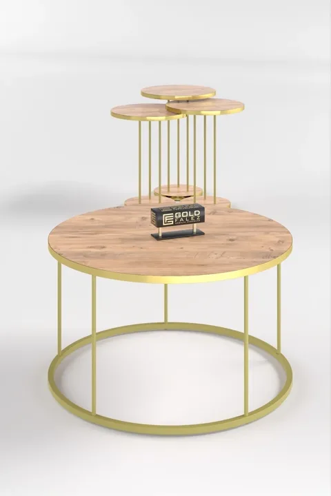 Terra Gold Round Coffee & Nesting Table Set - Atlantic Pine