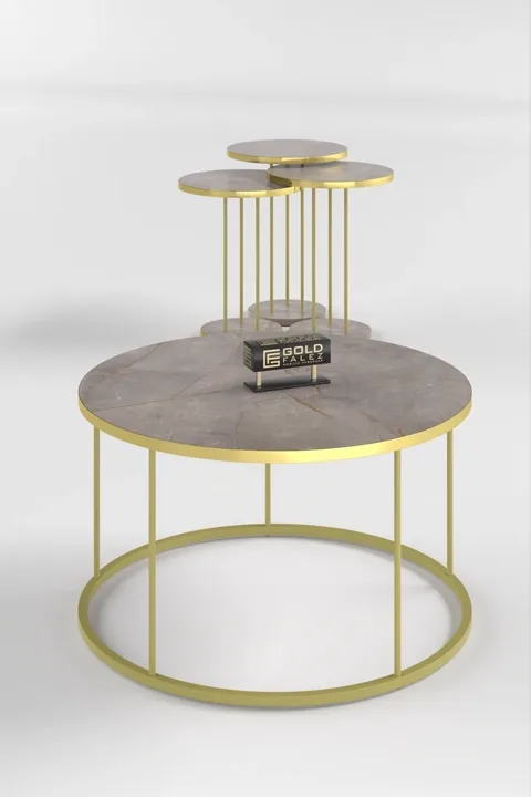 Terra Gold Round Coffee & Nesting Table Set - Gordion