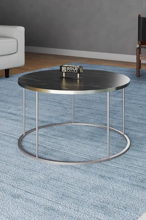 Terra Gold Round Coffee & Nesting Table Set - Silver Bendir