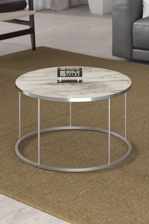 Terra Gold Round Coffee & Nesting Table Set - Silver Efes