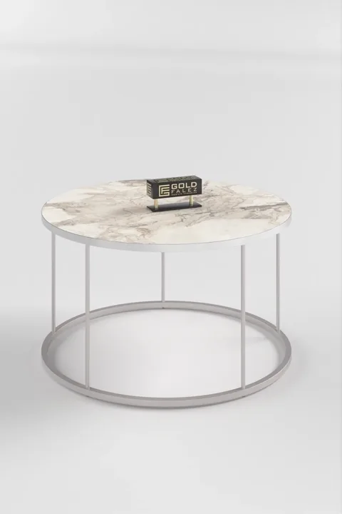 Terra Gold Round Coffee & Nesting Table Set - Silver Efes