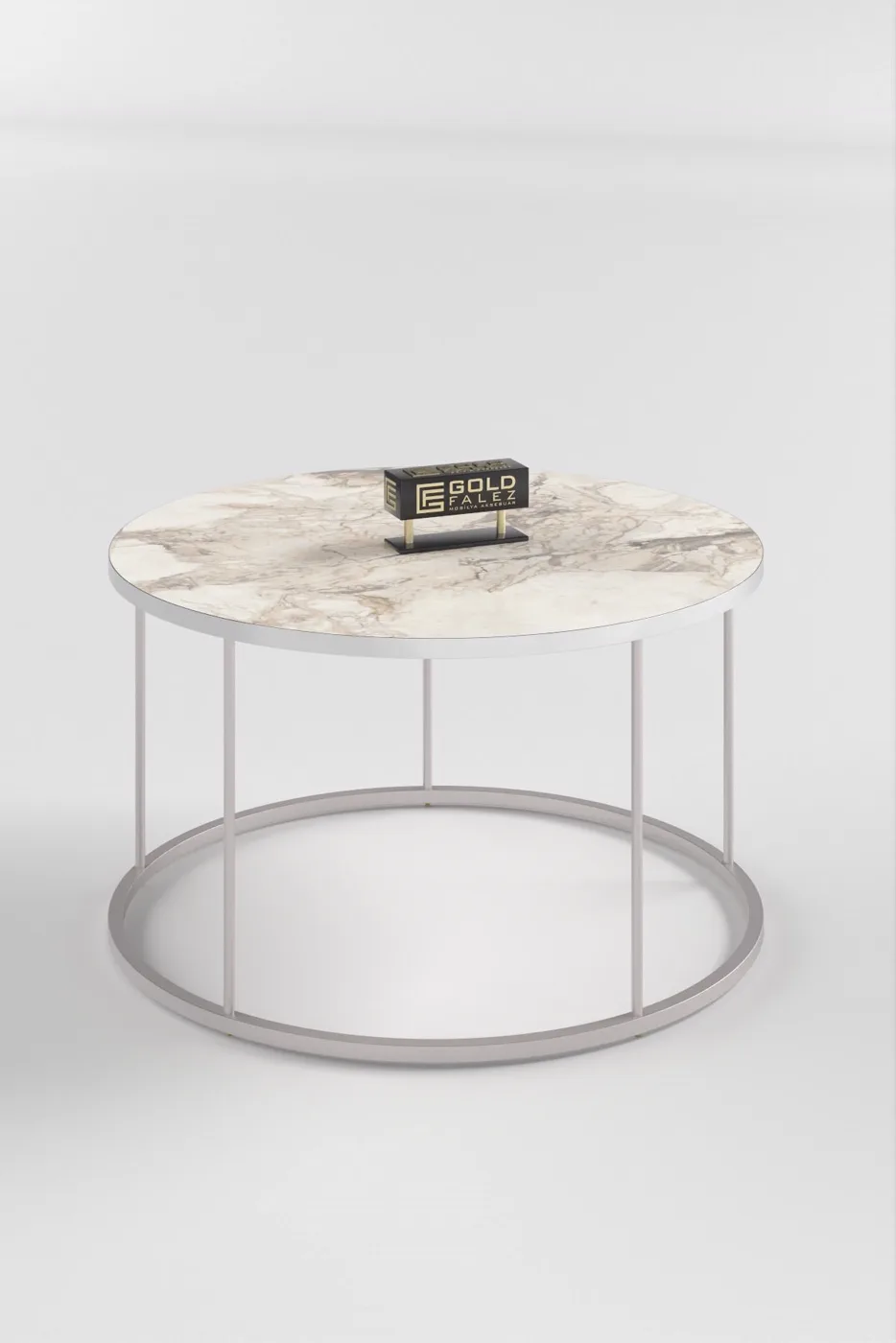 Terra Gold Round Coffee & Nesting Table Set - Silver Efes