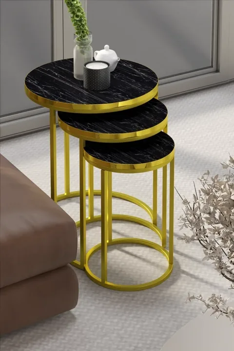 C 3-Piece Round Nesting Table Set - Bendir