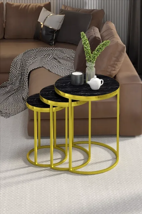 C 3-Piece Round Nesting Table Set - Bendir