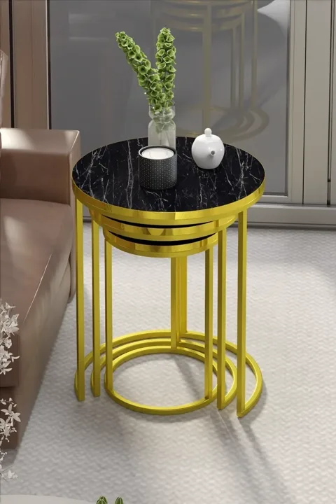 C 3-Piece Round Nesting Table Set - Bendir