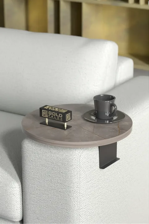Adjustable Metal Leg Round Tray Side Table - Gordion
