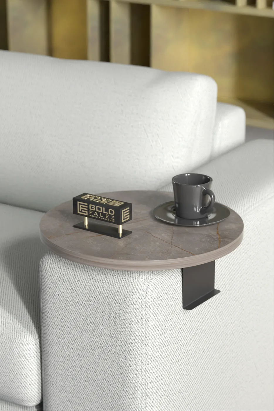 Adjustable Metal Leg Round Tray Side Table - Gordion
