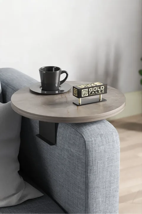 Adjustable Metal Leg Round Tray Side Table - Gordion