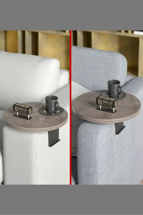 Adjustable Metal Leg Round Tray Side Table - Gordion