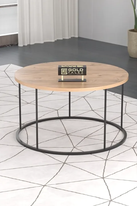 Terra Round Coffee & Nesting Table Set Black Metal Legs - Walnut Atlantic