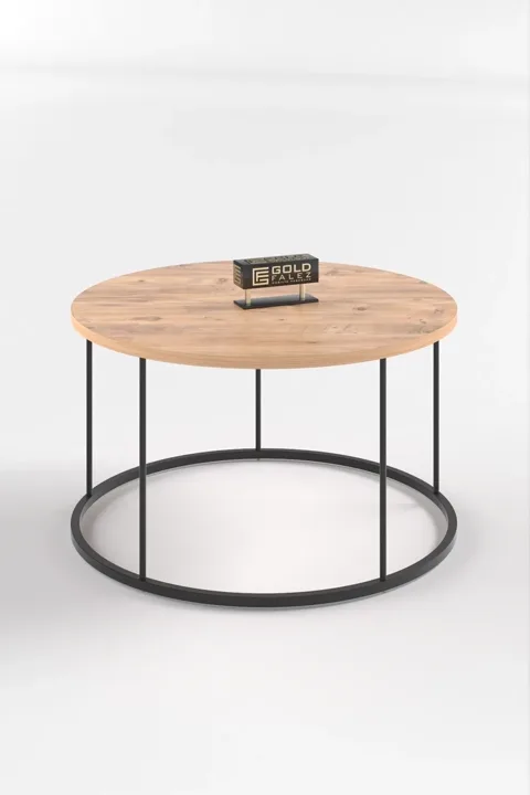 Terra Round Coffee & Nesting Table Set Black Metal Legs - Walnut Atlantic